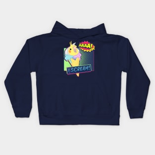 Ice Cream I scream Cockatiel Comic Kids Hoodie